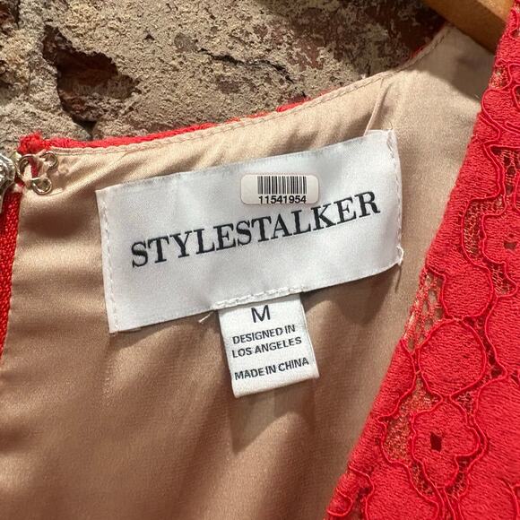 Stylestalker Ari Red Lace V Neck Half Sleeve Sheath‎ Mini Dress Size Medium - Picture 8 of 9